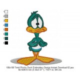 100x100 Timid Plucky Duck Embroidery Design Instant Download 02